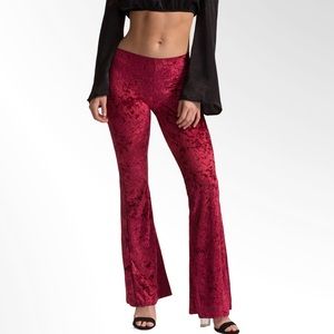 Crushed Velvet Burgundy Flare Pants LARGE